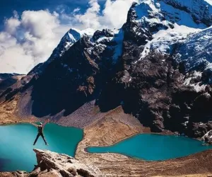 Jumping for Joy at the Turquoise Lakes | Peruvian Trek Expeditions Jumping for Joy at the Turquoise Lakes | Peruvian Trek Expeditions